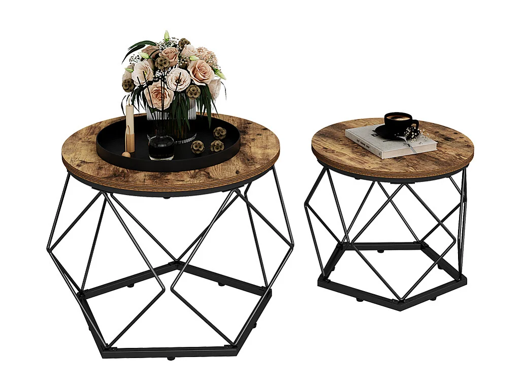 Set de tables basses chêne rustique 50x40x50 fyrk