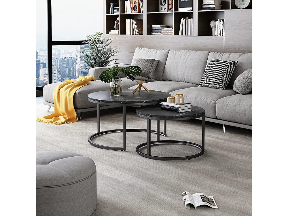 Set di tavolini nero 77x40x40 montreal