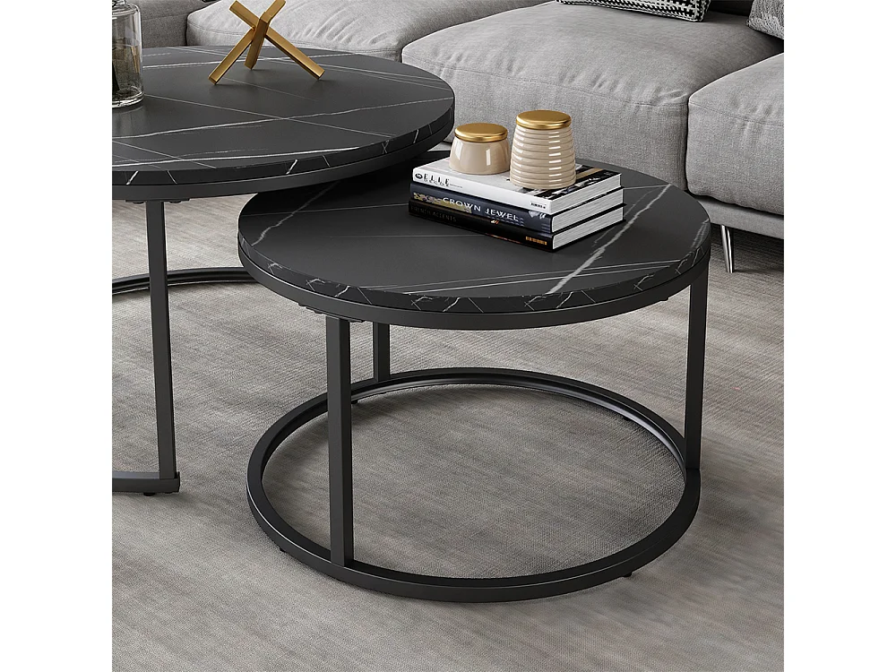 Set di tavolini nero 77x40x40 montreal