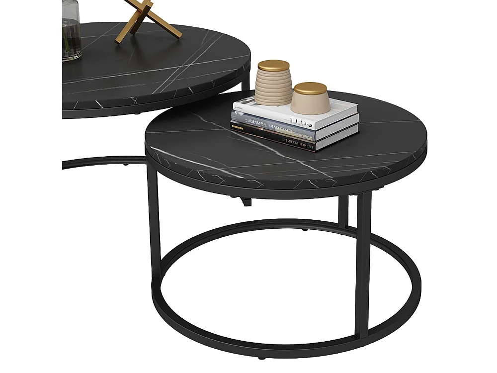 Set di tavolini nero 77x40x40 montreal