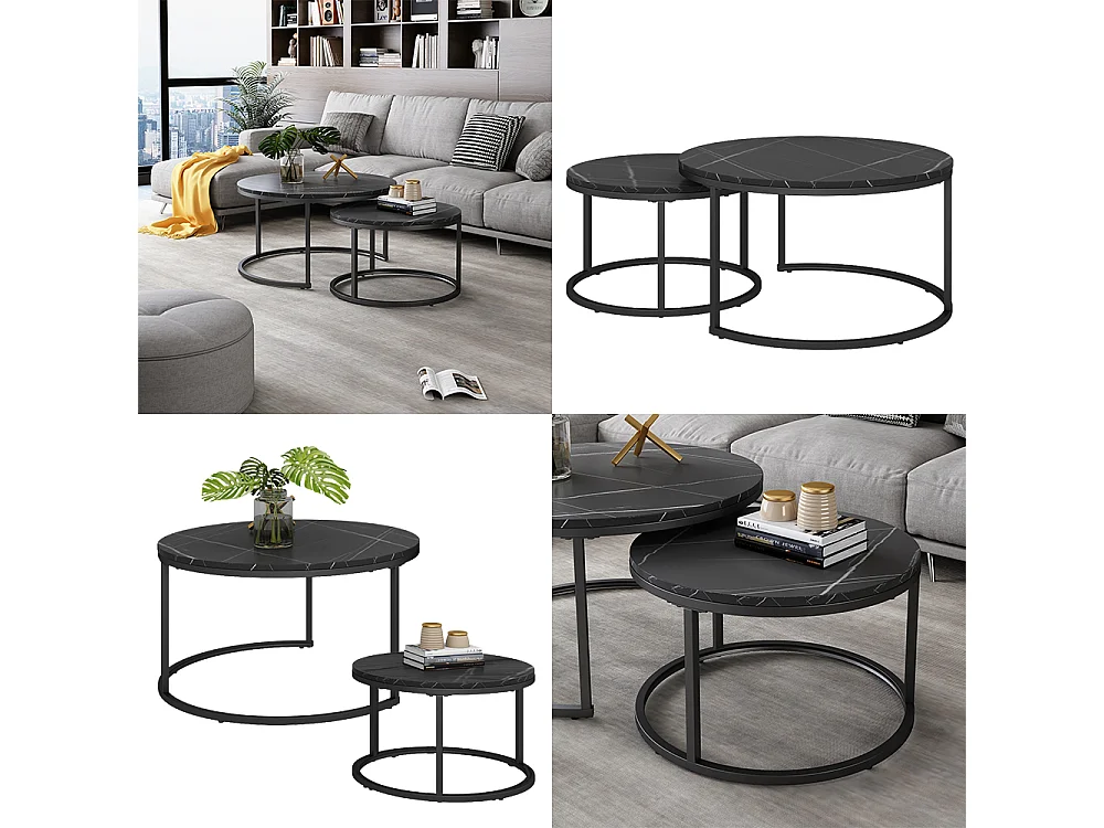 Set di tavolini nero 77x40x40 montreal