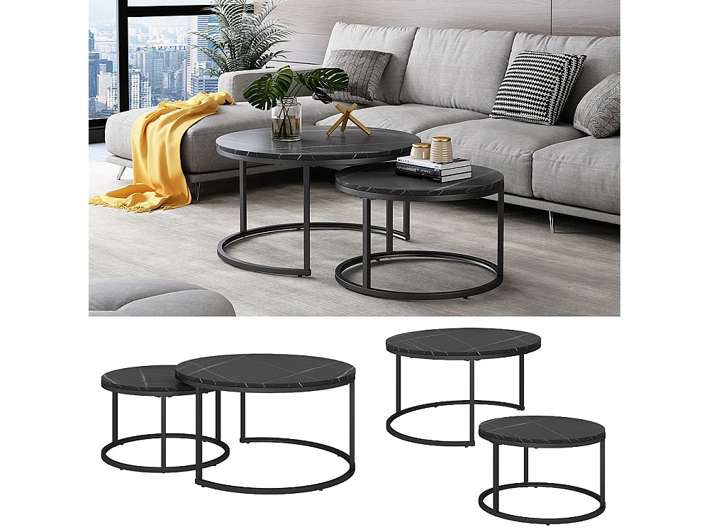 Ensemble de table basse noir 77x40x40 montreal