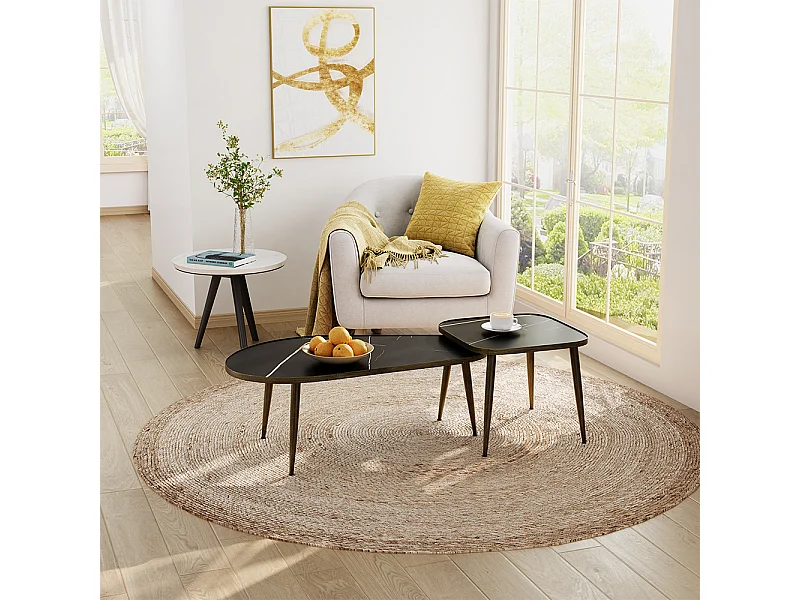 Set de tables basses noir 105x64.5x35 manitoba