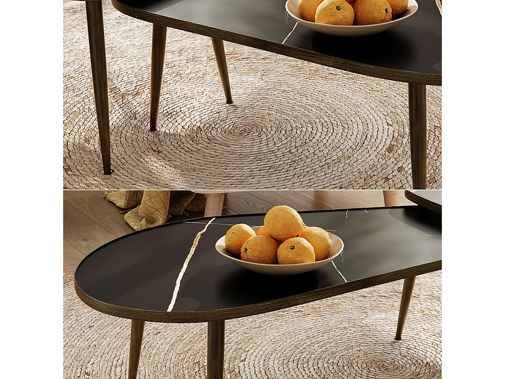 Set de tables basses noir 105x64.5x35 manitoba