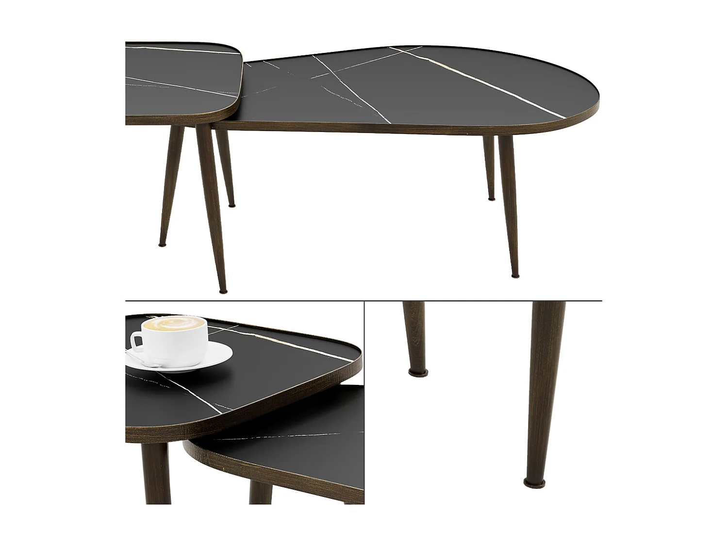 Set de tables basses noir 105x64.5x35 manitoba