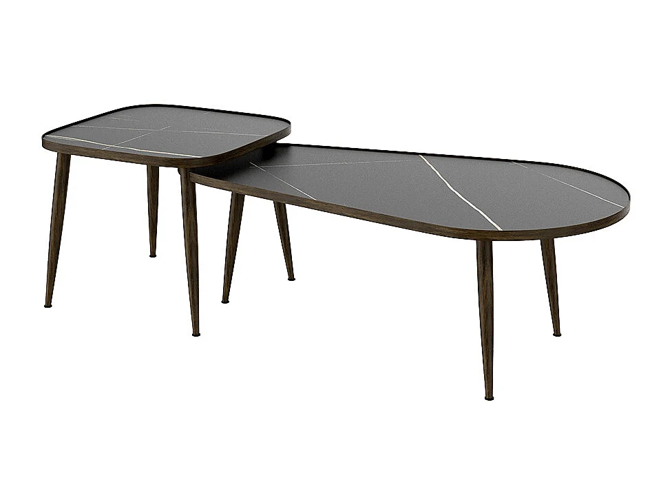 Set de tables basses noir 105x64.5x35 manitoba