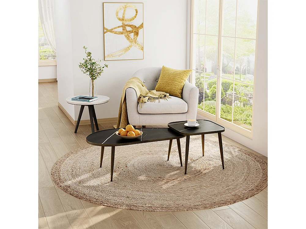 Set de tables basses noir 105x64.5x35 manitoba