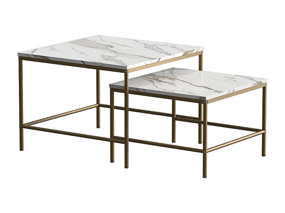 Set de tables basses blanc/or 60x60x45 ramio
