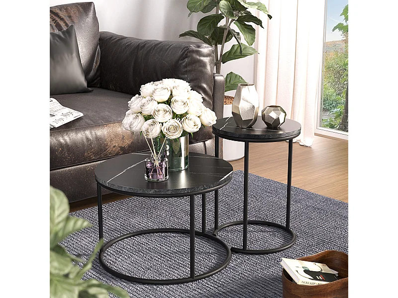 Tavolino da divano marmo nero 55x55x34.5 ottawa