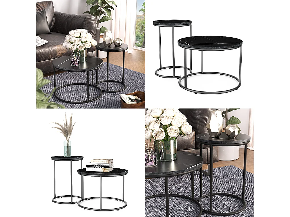 Tavolino da divano marmo nero 55x55x34.5 ottawa