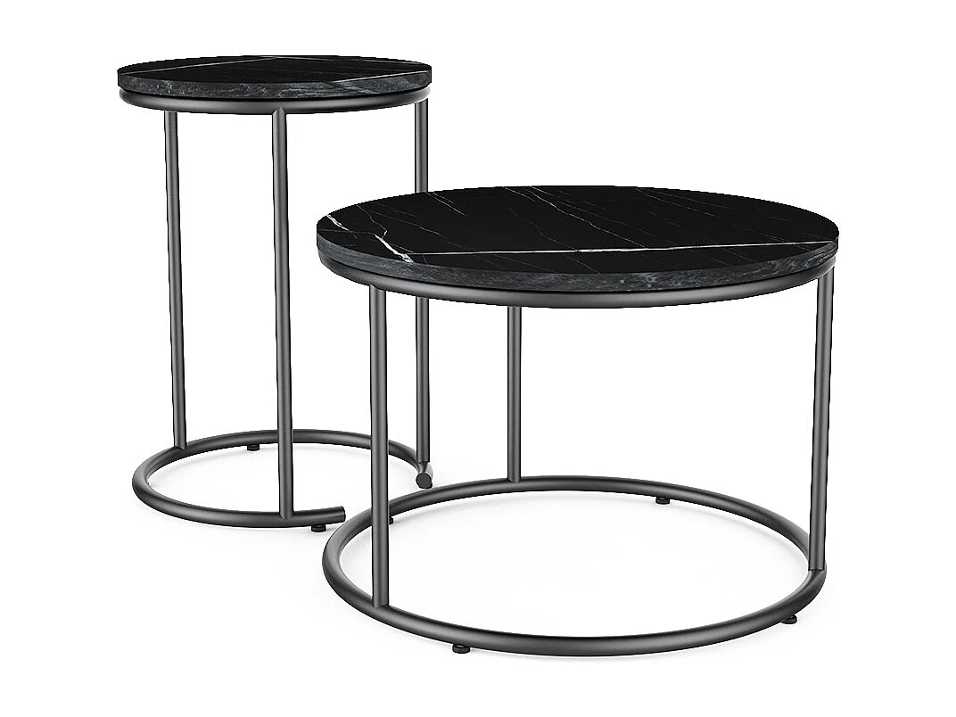 Set de tables basses marbre noir 55x55x34.5 ottawa