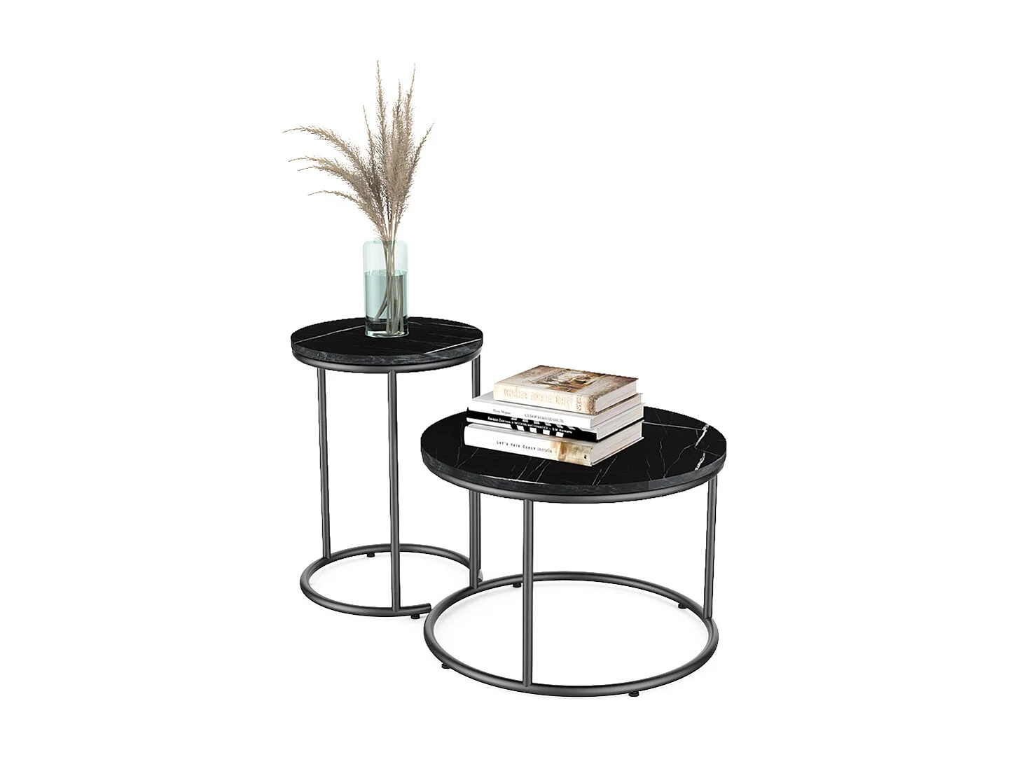 Set de tables basses marbre noir 55x55x34.5 ottawa