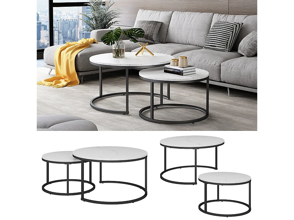 Set de tables basses blanc 77x40x40 montreal