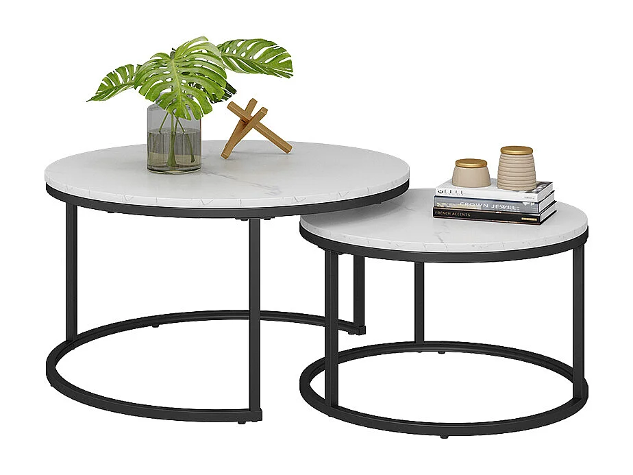 Set de tables basses blanc 77x40x40 montreal