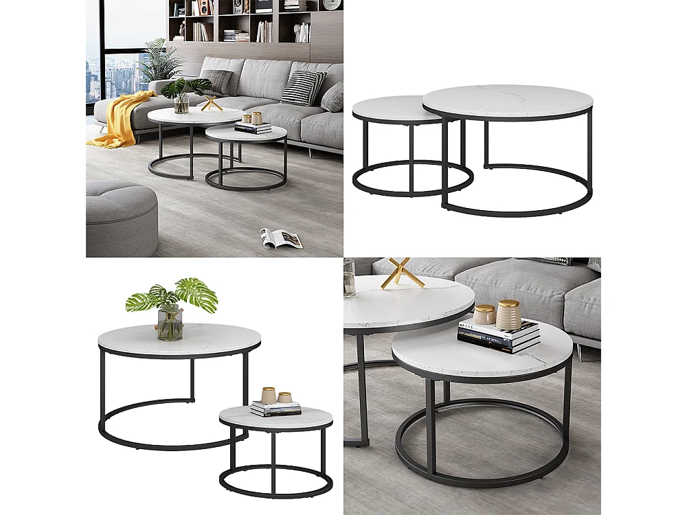 Set de tables basses blanc 77x40x40 montreal