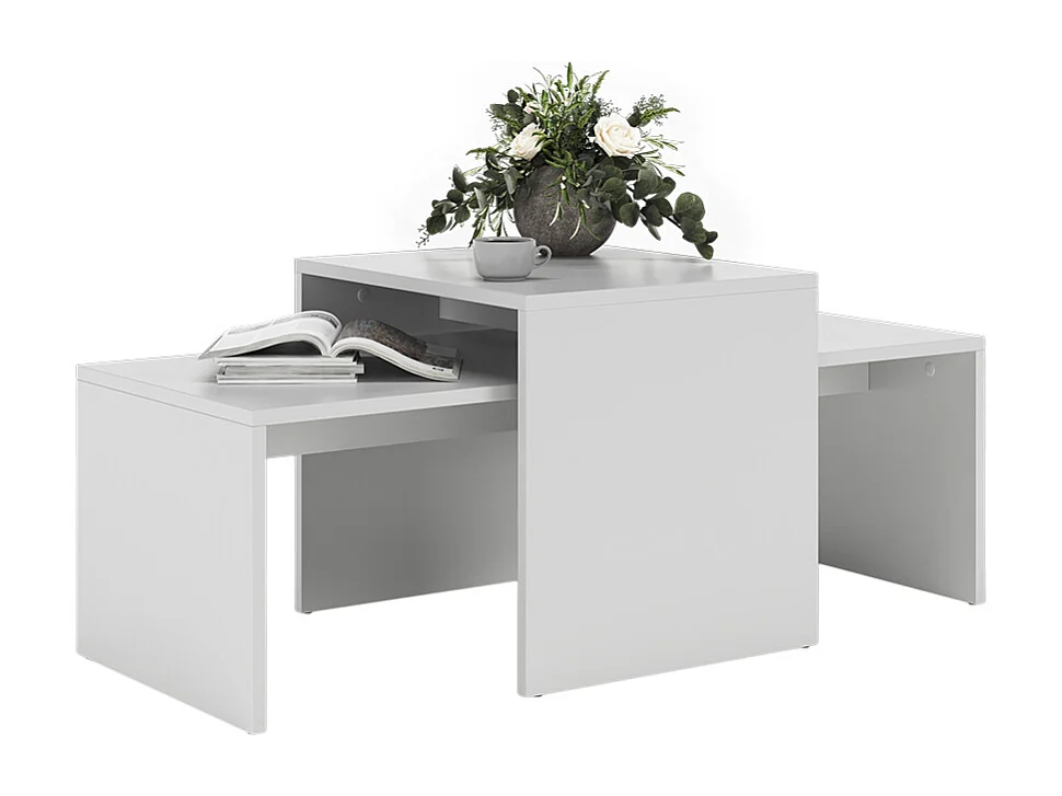 Ensemble de tables basses blanc 100x48x40.4 donat