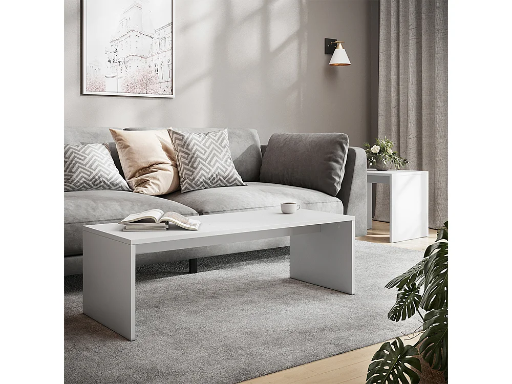 Ensemble de tables basses blanc 100x48x40.4 donat