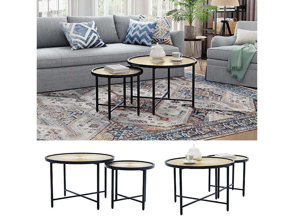 Set de tables basses bois 62x62x44.5 winnipeg