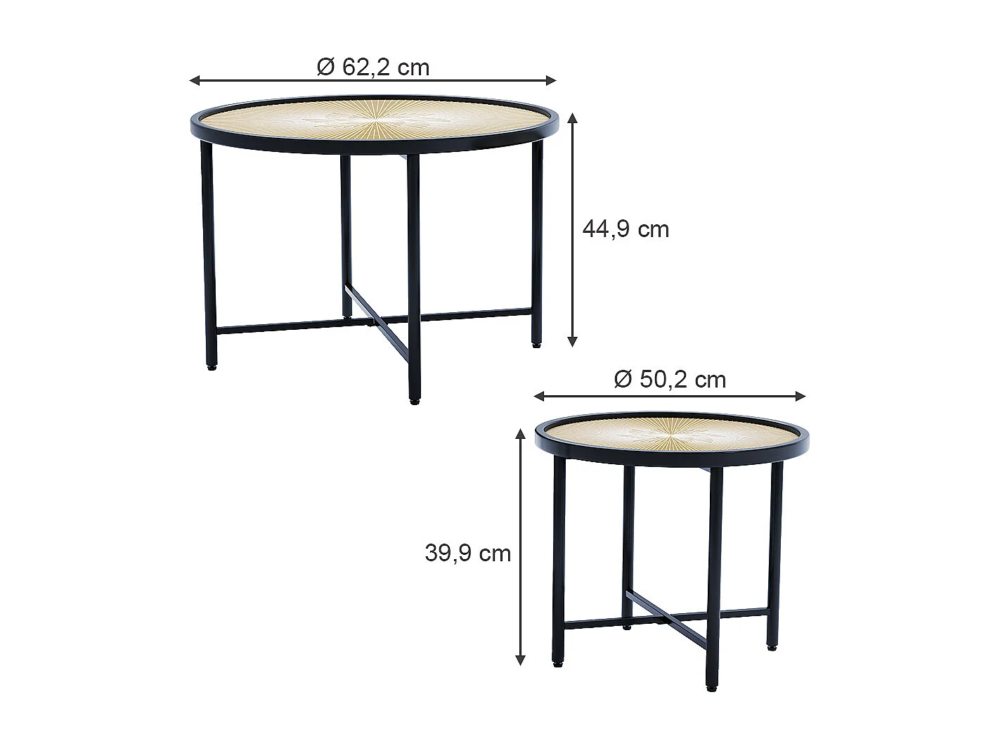 Set de tables basses bois 62x62x44.5 winnipeg
