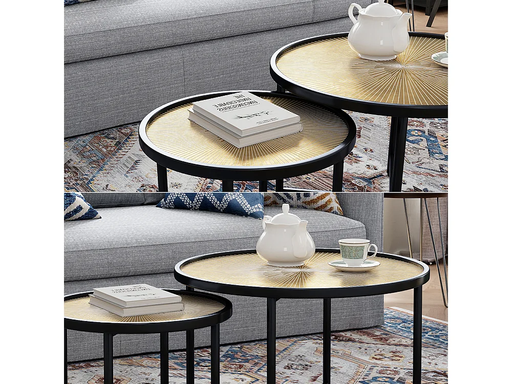 Set de tables basses bois 62x62x44.5 winnipeg