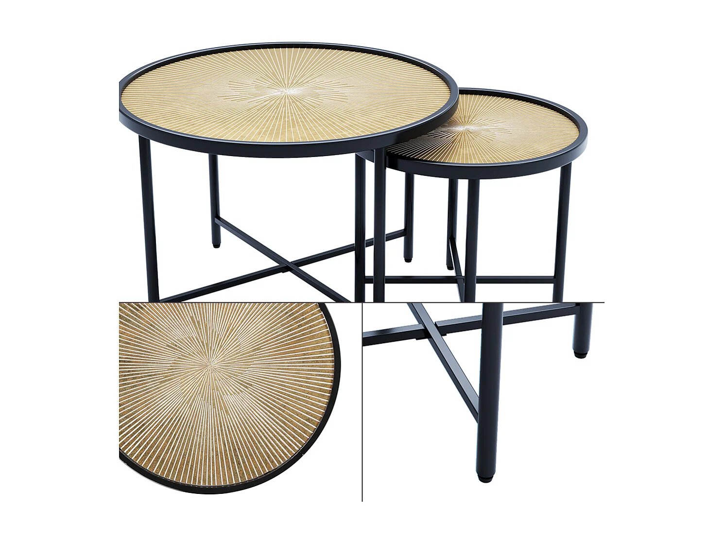 Set de tables basses bois 62x62x44.5 winnipeg