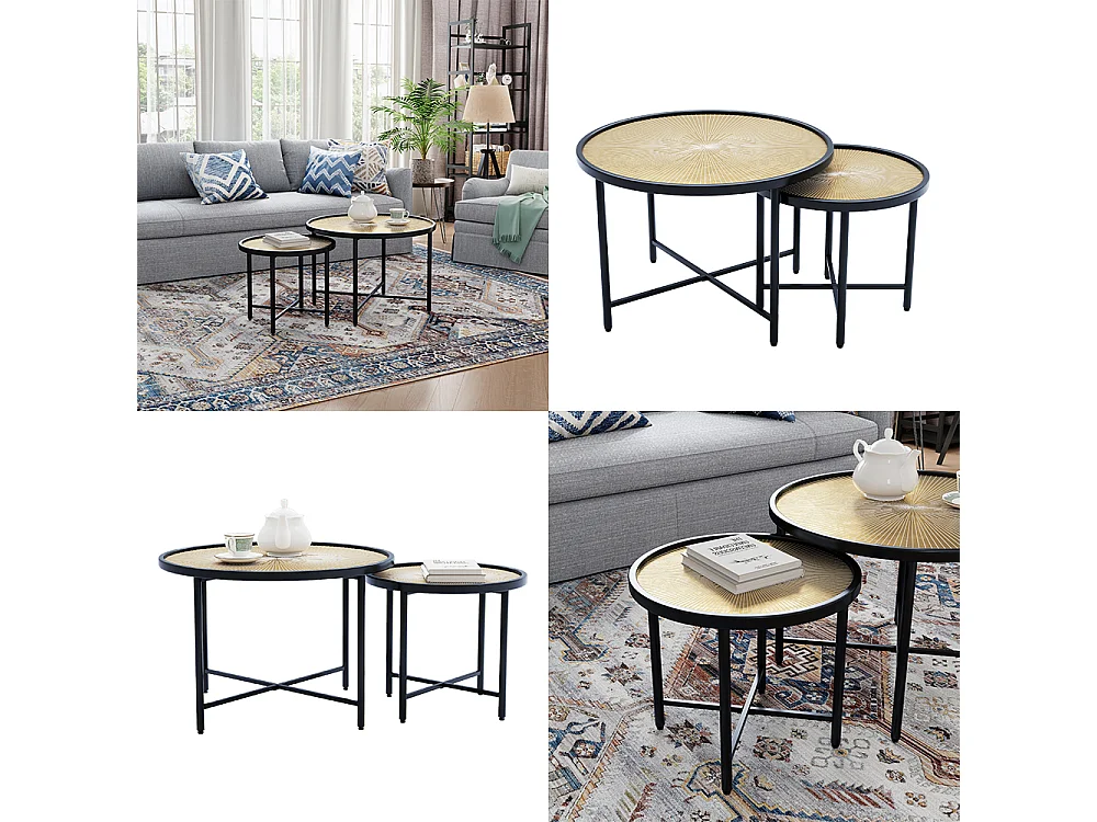 Set de tables basses bois 62x62x44.5 winnipeg