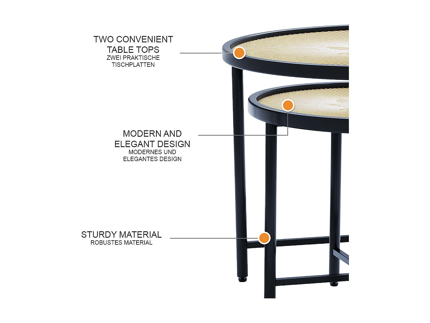 Set de tables basses bois 62x62x44.5 winnipeg