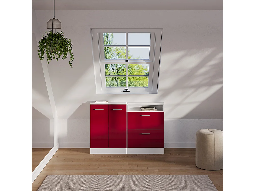 Set di mobili sottotetto bordeaux lucido/bianco 120x46x81.6 rion