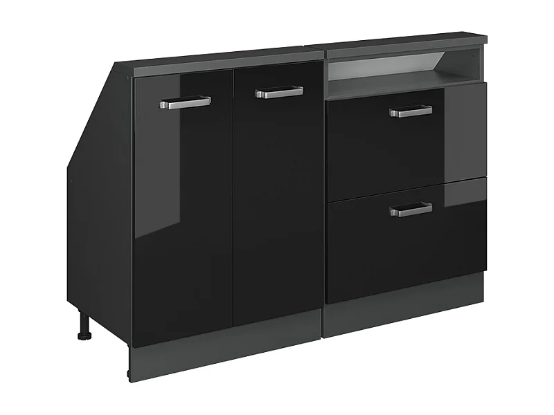 Set di mobili sottotetto nero lucido/antracite 120x46x81.6 rion