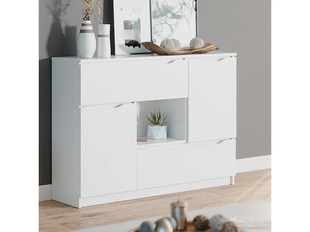 Commode avec tiroirs blanc 120x30x84 ruben