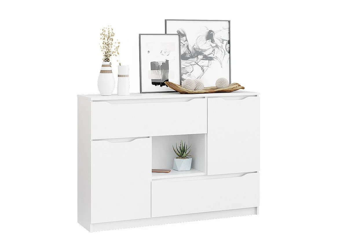Commode avec tiroirs blanc 120x30x84 ruben