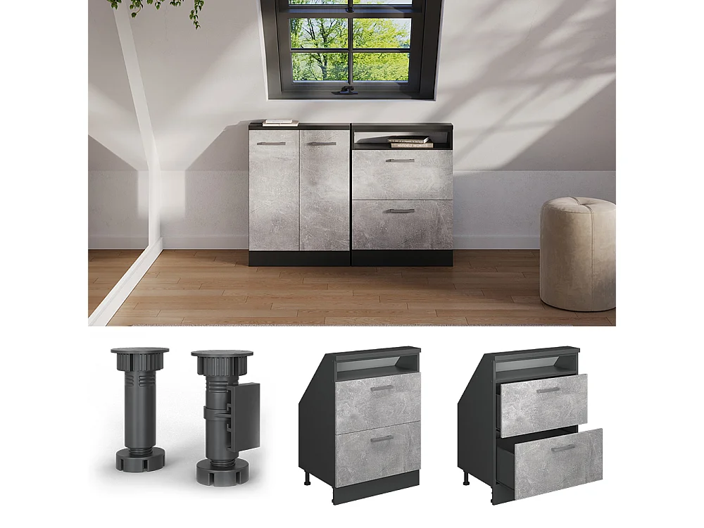Snedtaksskåp betong/antracit 60x46x81.6 rion