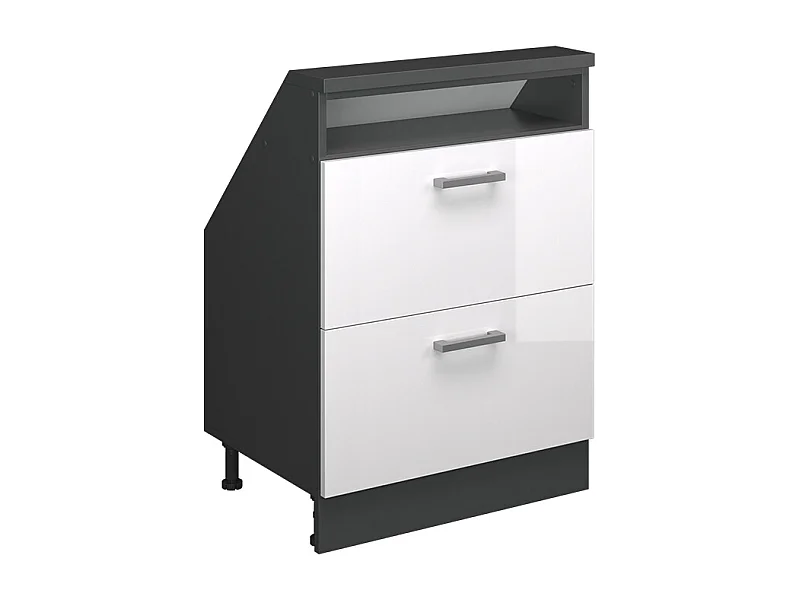 Meuble de rangement sous pente blanc brillant/anthracite 60x46x81.6 rion