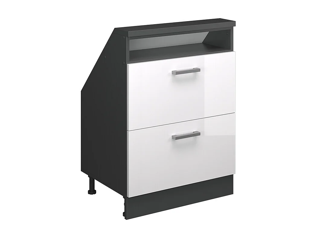 Meuble de rangement sous pente blanc brillant/anthracite 60x46x81.6 rion