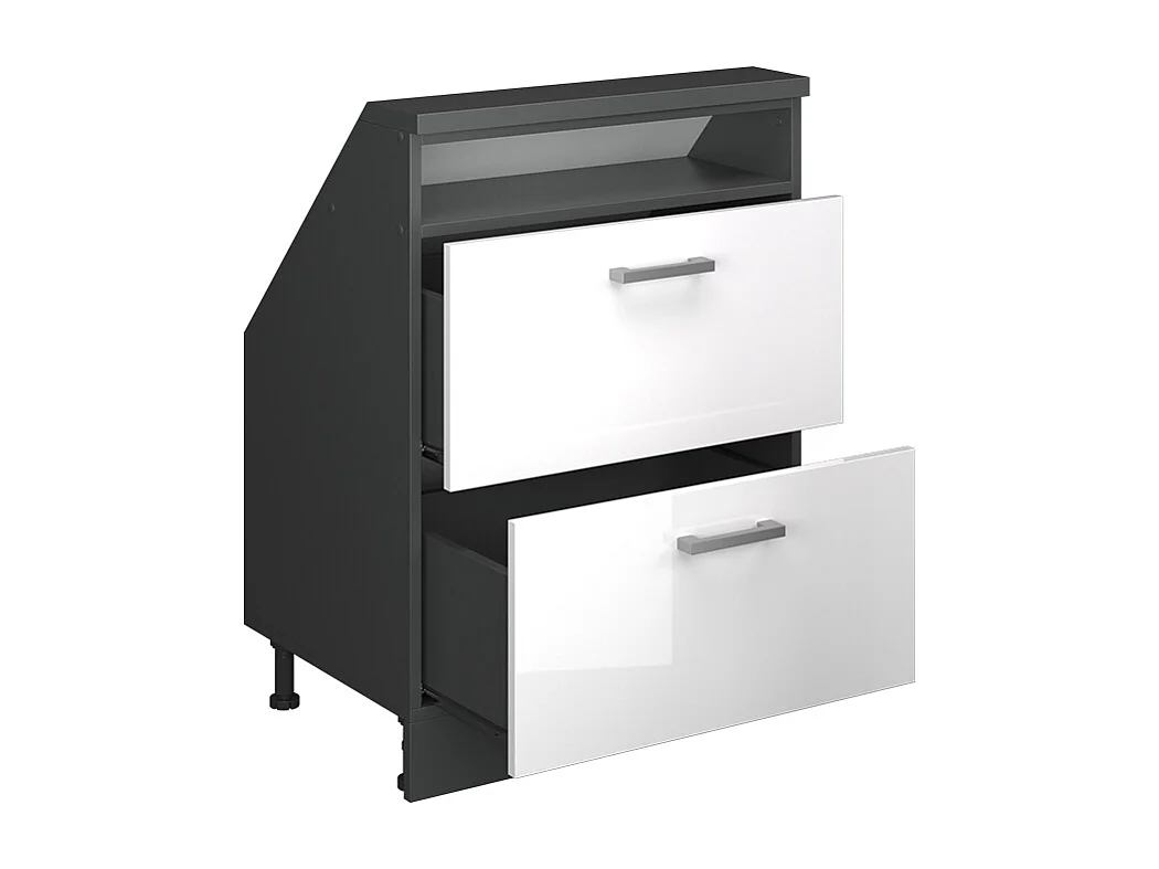 Meuble de rangement sous pente blanc brillant/anthracite 60x46x81.6 rion