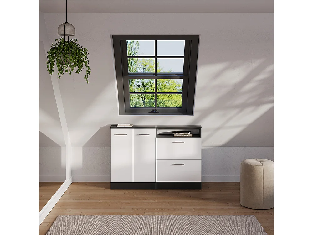 Meuble de rangement sous pente blanc brillant/anthracite 60x46x81.6 rion