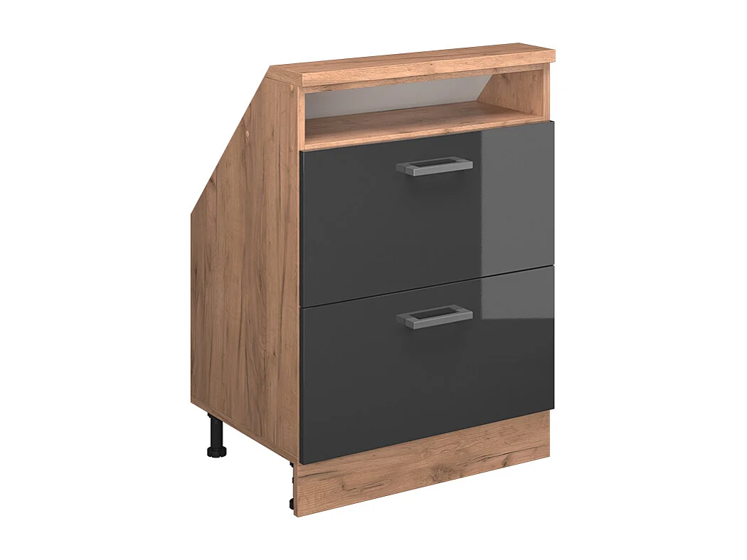 Meuble de rangement sous pente anthracite brillant/chêne doré 60x46x81.6 rion