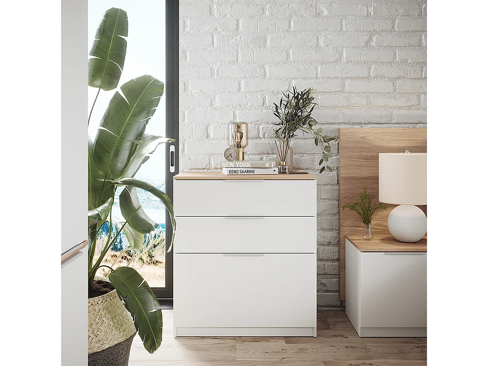 Commode avec tiroirs blanc/sonoma 50x80x90 betti
