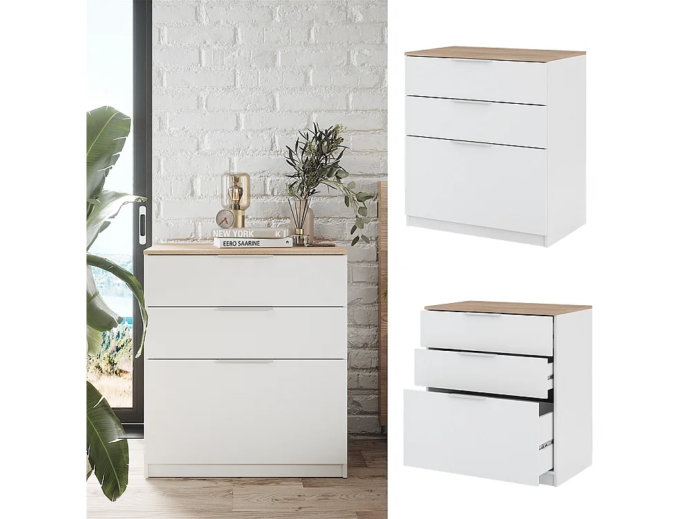 Commode avec tiroirs blanc/sonoma 50x80x90 betti