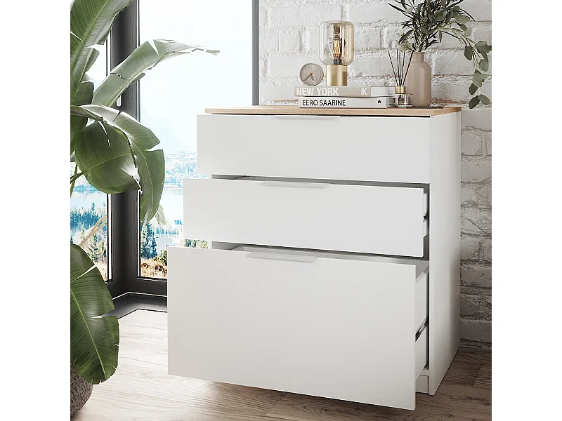 Commode avec tiroirs blanc/sonoma 50x80x90 betti