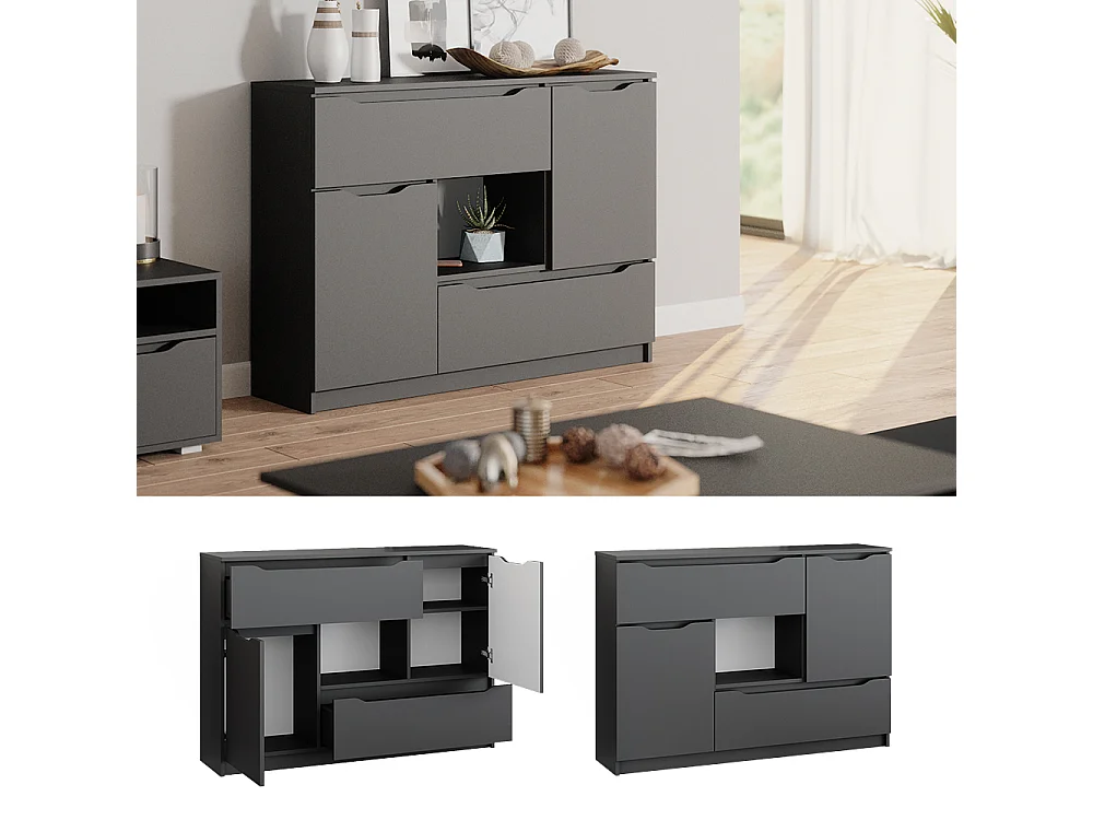 Commode avec tiroirs anthracite 120x30x84 ruben