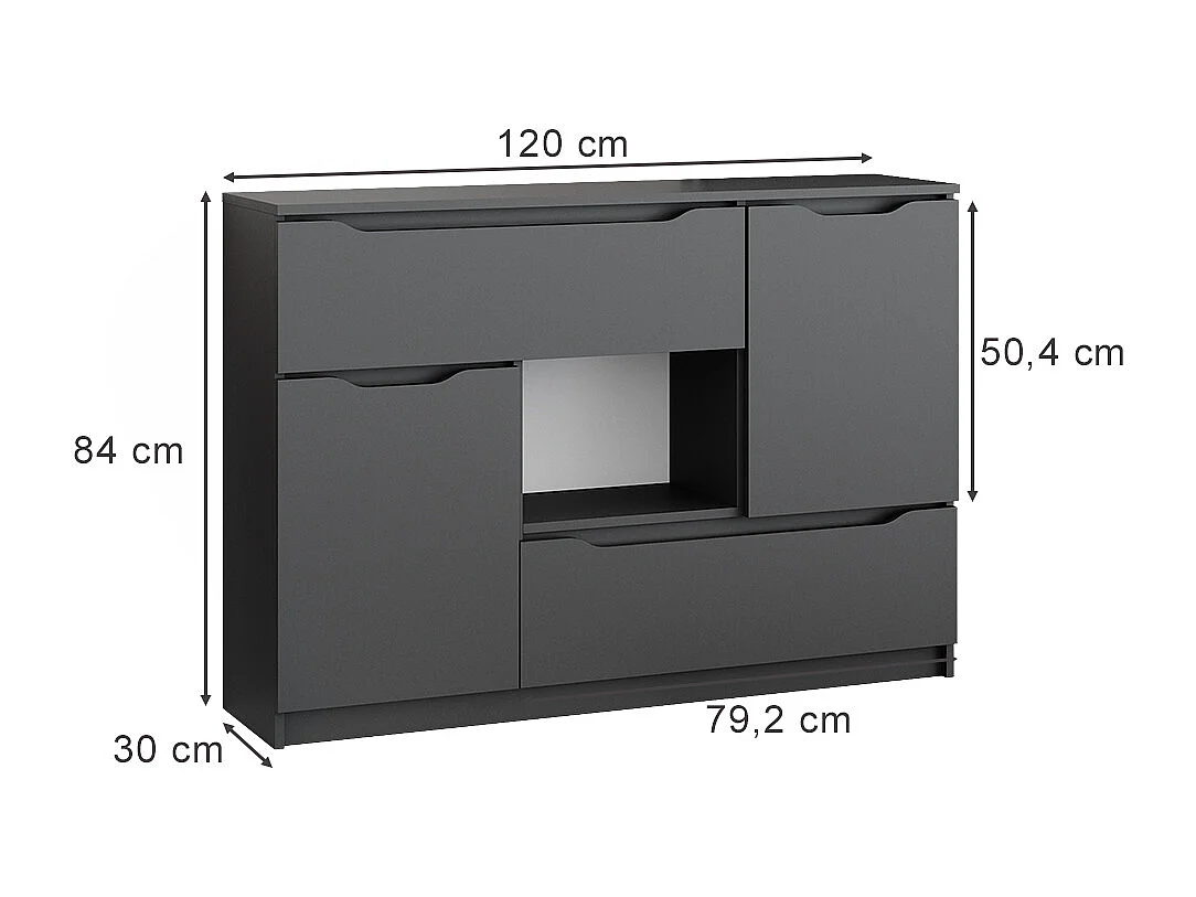 Commode avec tiroirs anthracite 120x30x84 ruben