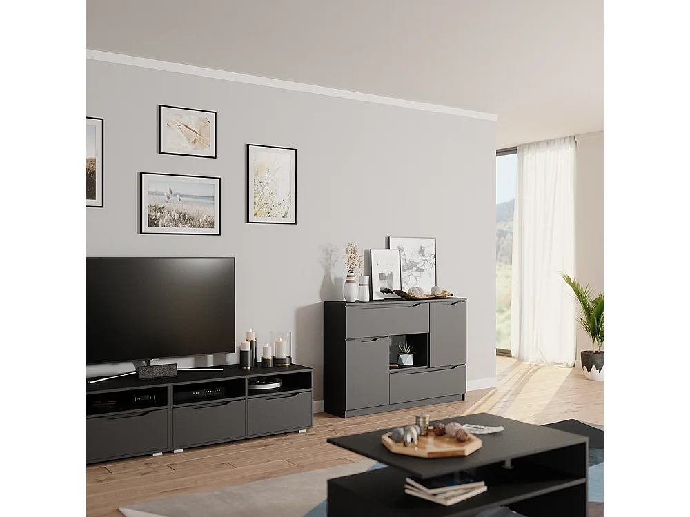 Commode avec tiroirs anthracite 120x30x84 ruben