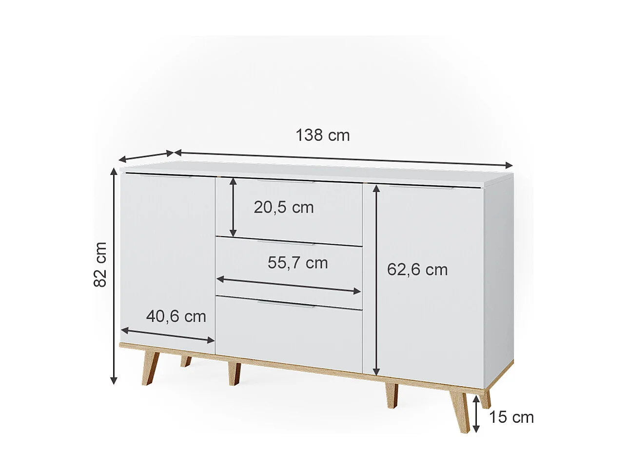 Commode avec tiroirs blanc 40x138x82 nautica