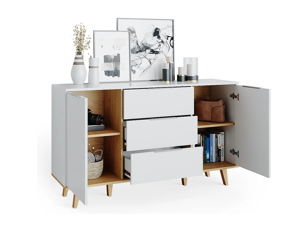 Commode avec tiroirs blanc 40x138x82 nautica