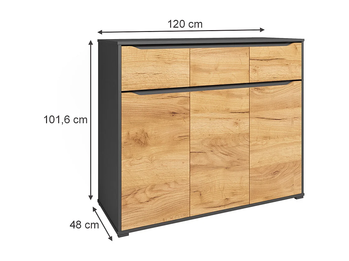 Credenza quercia dorata 48x120x101.6 ruben