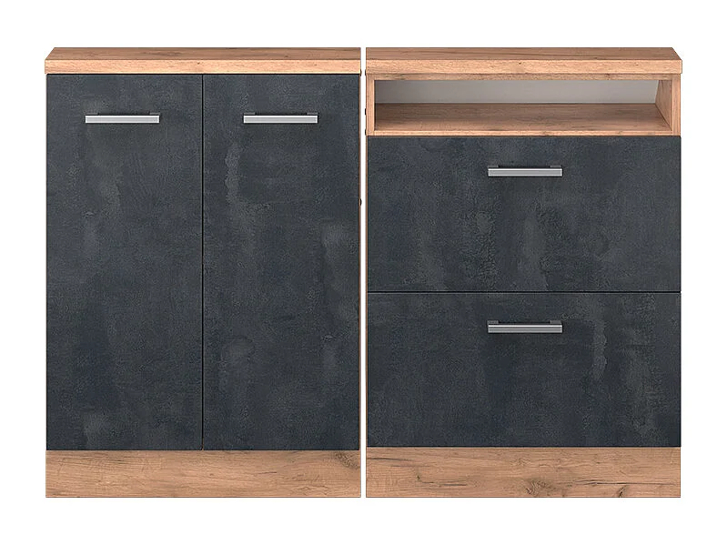 Ensembles de meuble de rangement sous pente béton noir/chêne doré 120x46x81.6 rion