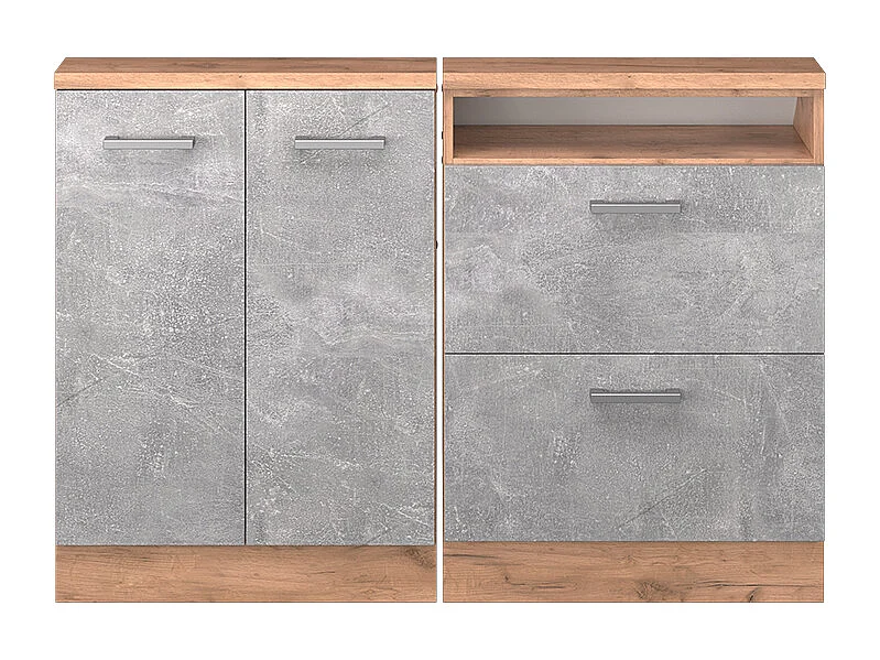 Ensembles de meuble de rangement sous pente béton/force dor chêne 120x46x81.6 rion