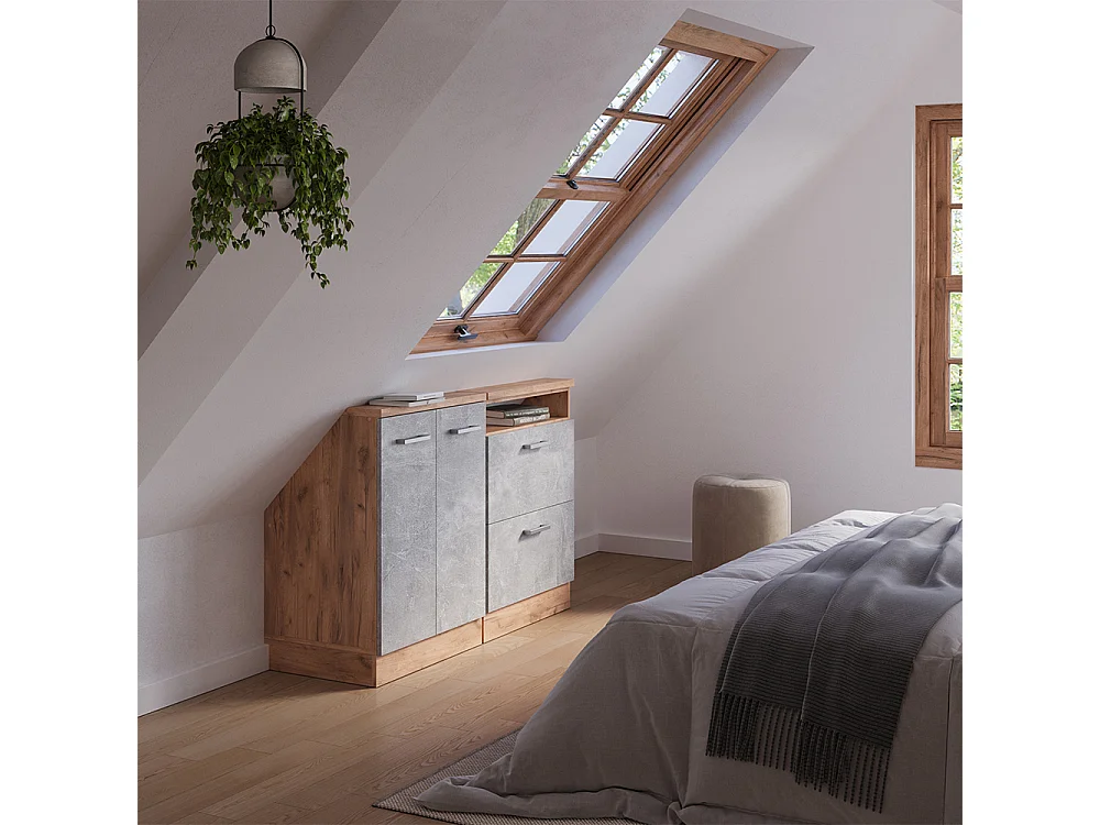 Snedtaksskåp betong/golden ek 120x46x81.6 rion