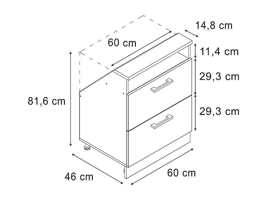 Meuble de rangement sous pente noir brillant/blanc 60x46x81.6 rion